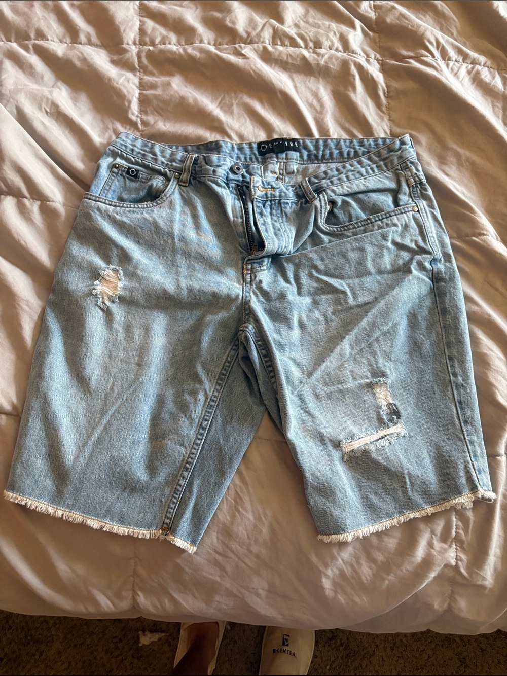 Empyre Light Blue Distressed Denim Jean Shorts